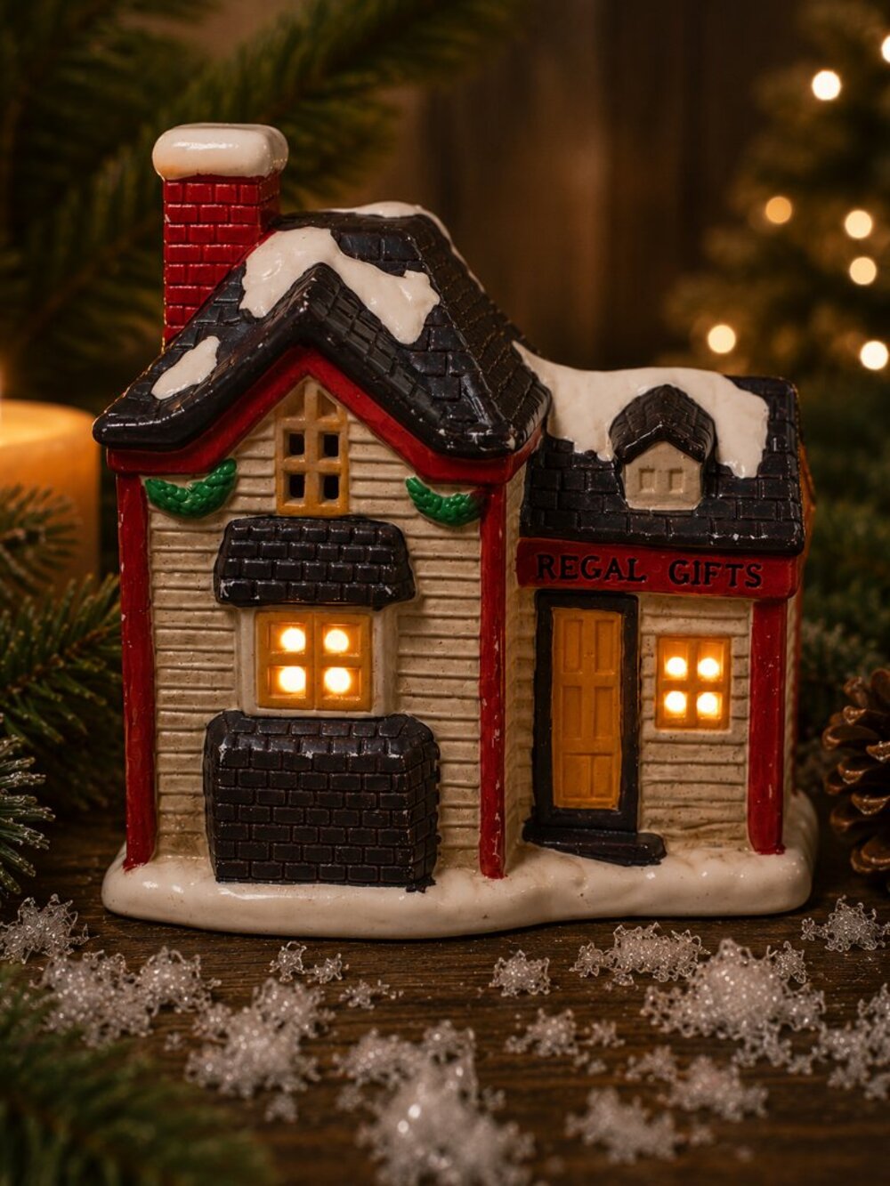 Vintage 1993 CR Collection “Regal Gifts” Lighted Christmas Village House